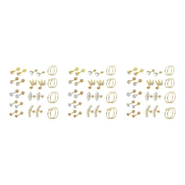1/3 13 par 16G örhängen 8 mm 6 mm Tragus skivstång för kvinnor Gold tone 3PCS
