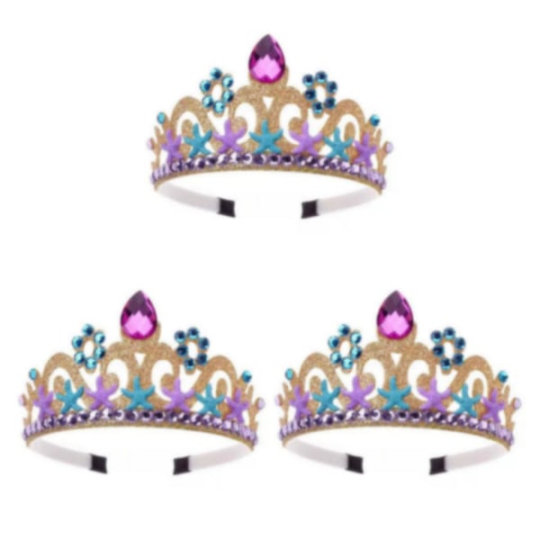 1/2/3 Crystal Girl Kids För Crown Dance Teens Costume Headdress Gold 12cm Dia 3Set