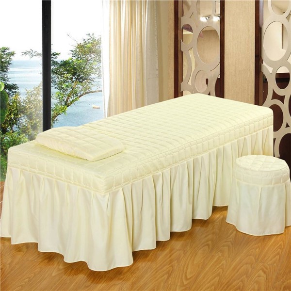 Massage Cosmetic Bord Valance Sheet Cover med Hål Mjuk och Beige 190x80cm