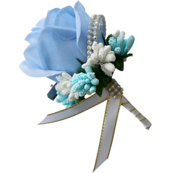 1/2/5 Elegant Stimulering Rose Flower Brosch Pin Bröllop Corsage Lake Blue 1 Pc