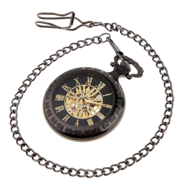 1/2/3/5 Steampunk Black Mechanical Skeleton Pocket Watch Hand Type A 1 Pc
