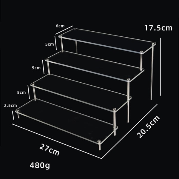 1/2/3/5 Akryl Display Stand För Riser för smycken Modeller Leksaker 4 Tiers 27x21cm 1 Pc