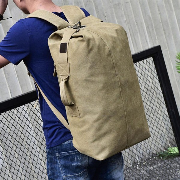 Utomhus Canvas Fotvandring Ryggsäck Sport ryggsäck Rese Duffel Bag Khaki S