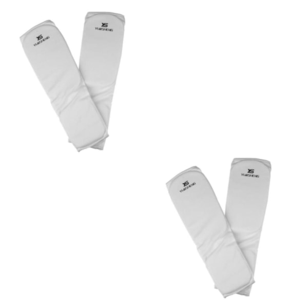 1/2 Taekwondo Karate MMA Shin Instep Protector Ben Foot Guard White XL 2PCS
