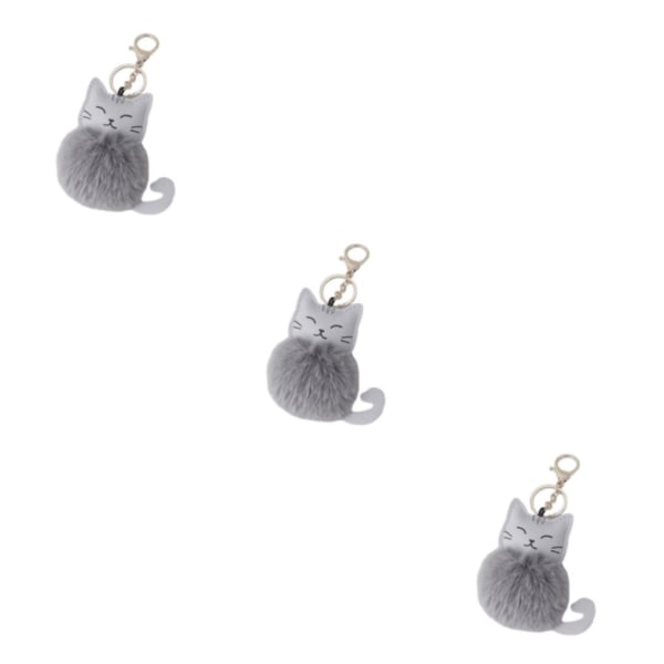 1/2/3/5 läder bedårande katt nyckelring måste ha för nyckelring Grey 3Set