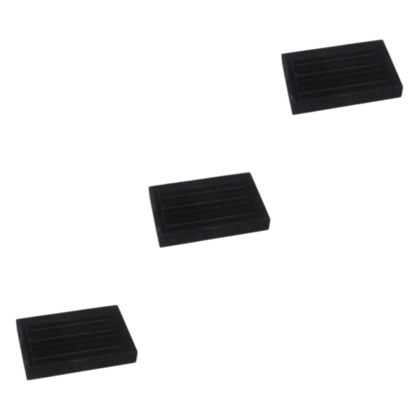 1/2/3/5 Stapelbar smyckesbricka Multipurpose Portable Velvet för Flannel Black 227x146x31mm 3Set