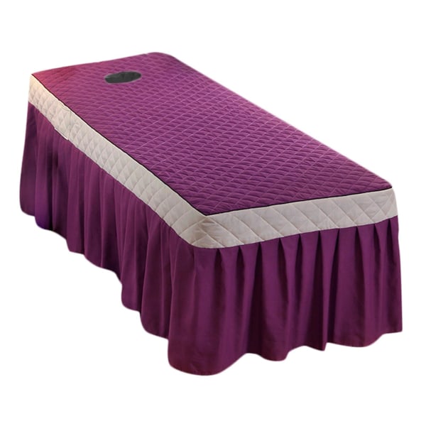 SPA massagebordskjol Skönhetssäng Quiltat lakan med valans Purple