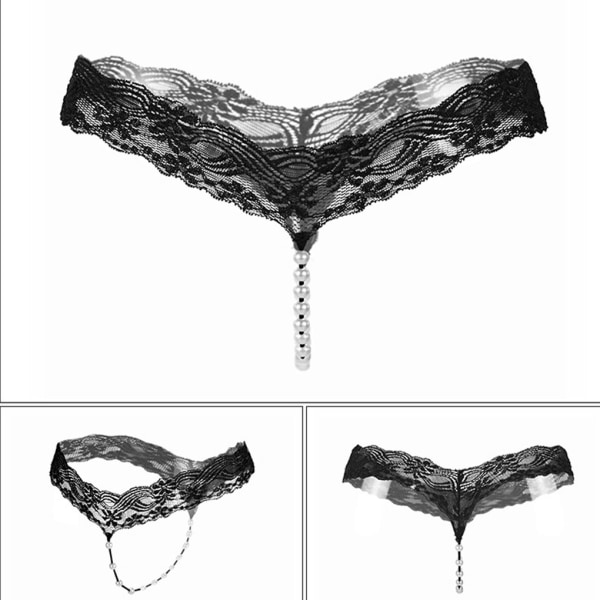 Kvinnors pärla G-string Sexig spetsunderkläder Underkläder Elastisk rem as the picture