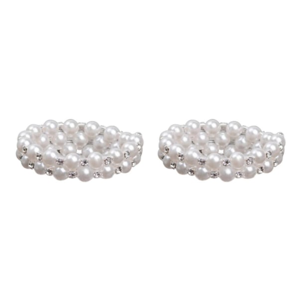 1/2/3/5 Dam Chic Pearl Rhinestone Stretch Armband för brud White 2 Row 2Set