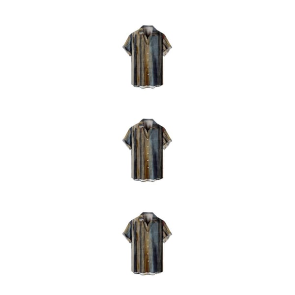 1/2/3 bekväma och lätta hawaiianska skjortor för män coffee color XXXL 3PCS