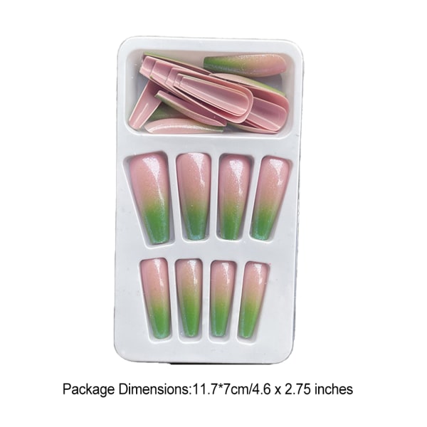 1 Set in French Tip Press on Nails Gradient Extension fingernaglar Type 9 2g glue,24Pcs jelly