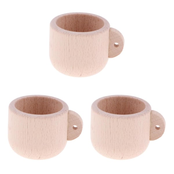 1/3 tekanna i trä Kökstillbehör för barns teparty coffee mug with handle 3PCS