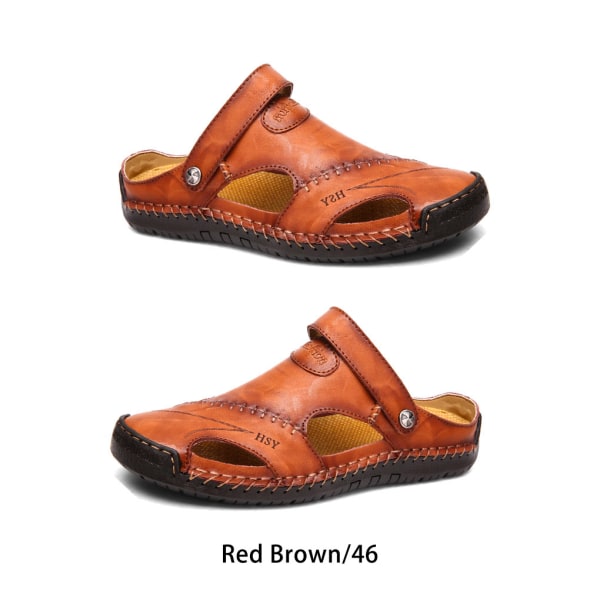 1 par man sandal vattentät enfärgad ersättning strandskor Red Brown 46