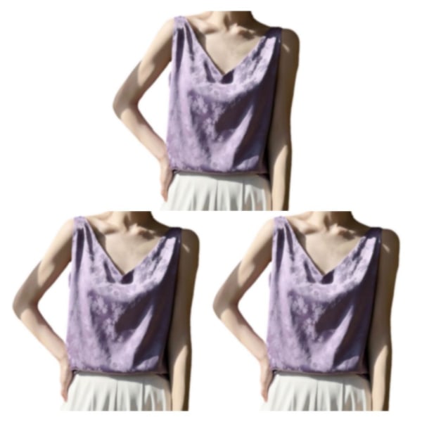 1/2/3 Snyggt ärmlöst linne för vuxna kvinnor - Topp sommar A37 Purple M 3PCS
