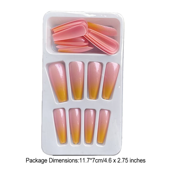 1 Set in French Tip Press on Nails Gradient Extension fingernaglar Type 8 2g glue,24Pcs jelly