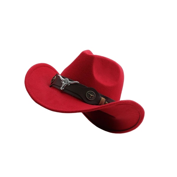 Cowgirlhatt Andas Casual Cowboyhatt för kvinnor män höst Red 56cm-58cm