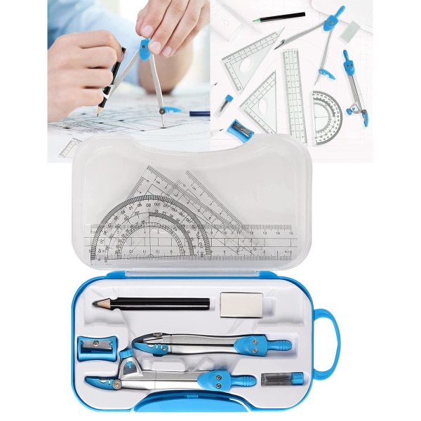Math Geometry Kit För Compass Set Gradskiva För Triangel Blue