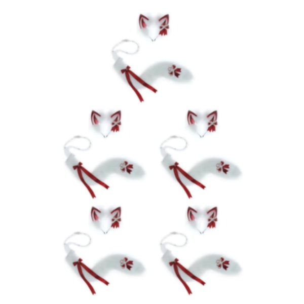 1/2/3/5 Deluxe 3st Cat Ear Tail Läderchoker Halloween Lolita Wine Red White 5PCS