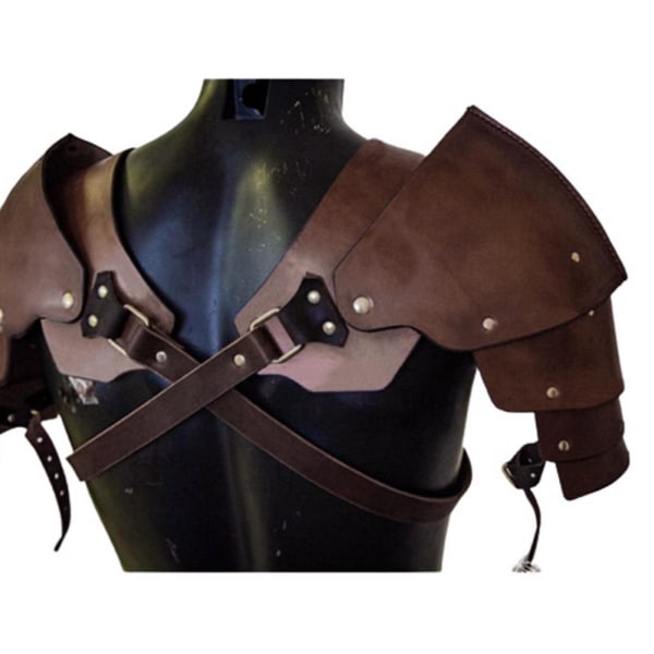 1/2 konstläder medeltida skuldra Pauldron Knight för kostym Brown 1 Pc
