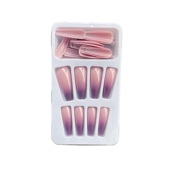 1 Set in French Tip Press on Nails Gradient Extension fingernaglar Type 17 2g glue,24Pcs jelly