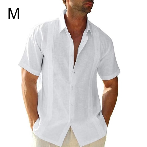 1/2 Resande Fotvandring Herr Button Down Skjorta Sommar Enkel White M 1 Pc