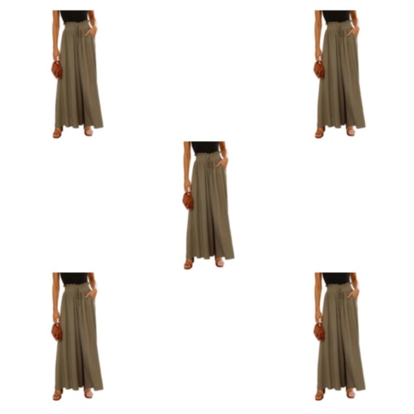 1/2/3/5 Summer Womens High Waist Wide Leg Byxor - Tunn Style För Flax green XL,1 5PCS
