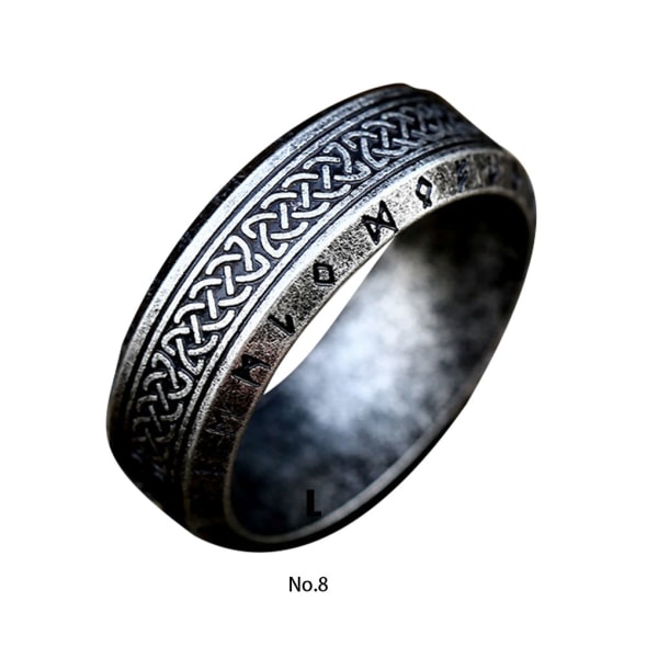 1/2/3/5 Vintage Ringar Stålring för män Presenter till vänner Antique silver 8 1Set