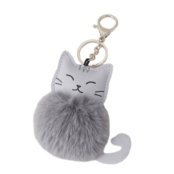 1/2/3/5 läder bedårande katt nyckelring måste ha för nyckelring Grey 1Set