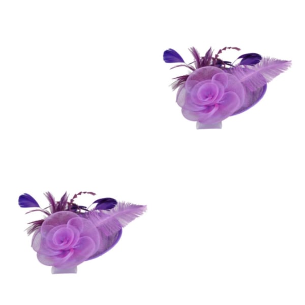 1/2 Lady Fascinators Hat Lägg charm till outfits med dessa snygga purple 2Set