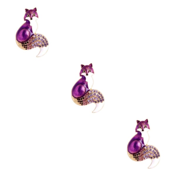 1/2/3/5 Söt Rhinestone Emalj För Fox Brosch Casual Women Purple 52x35mm 3Set