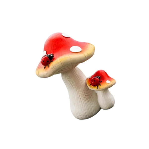 Gårdsprydnad Svampstaty Hantverk Trädgårdsfigur för 2 Mushrooms Head