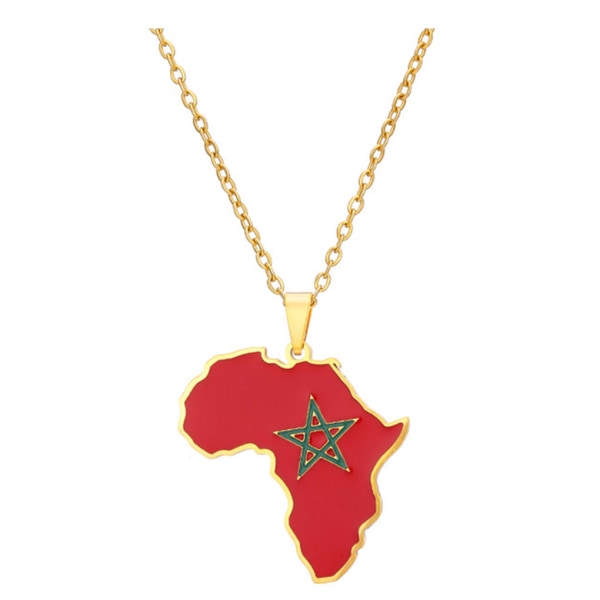 1/2 Marocko karta flagga hängande halsband uttalande med stil 1Set