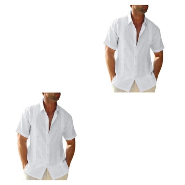 1/2 Resande Fotvandring Herr Button Down Skjorta Sommar Enkel White M 2PCS