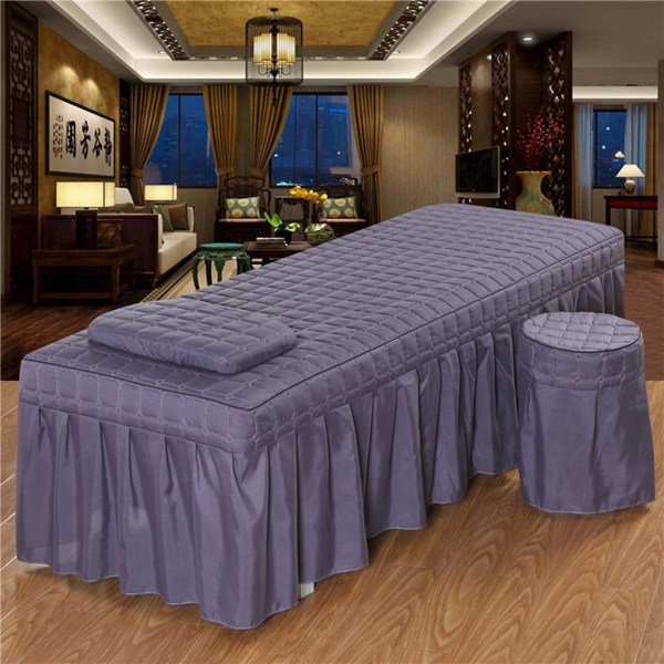 Massage Cosmetic Bord Valance Sheet Cover med Hål Mjuk och Smokey Purple 185x70cm