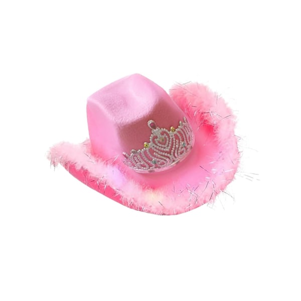 1/2/3 Western Style Cowboy Cowgirl Hatt med För Crown for Party Pink Set A 1 Pc