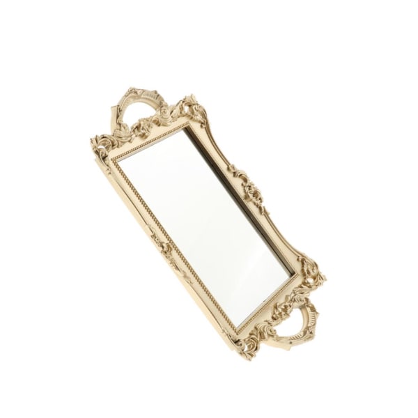 Vintage speglad Vanity bricka Smycken bricka parfym Dekorativ Gold