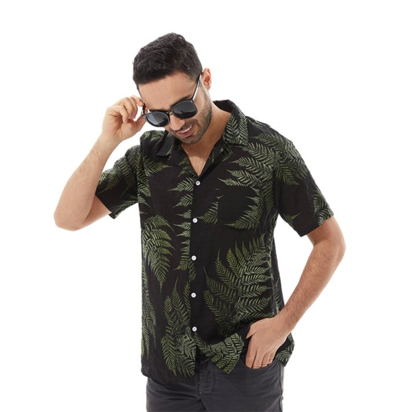 1/2/3 Hawaiian Beach Shirt Kortärmad Tropical Leaf Vintage Black XL 1 Pc