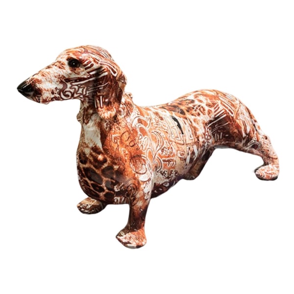 Nordisk färgglad taxhundstaty hantverkar hartsprydnader Brown