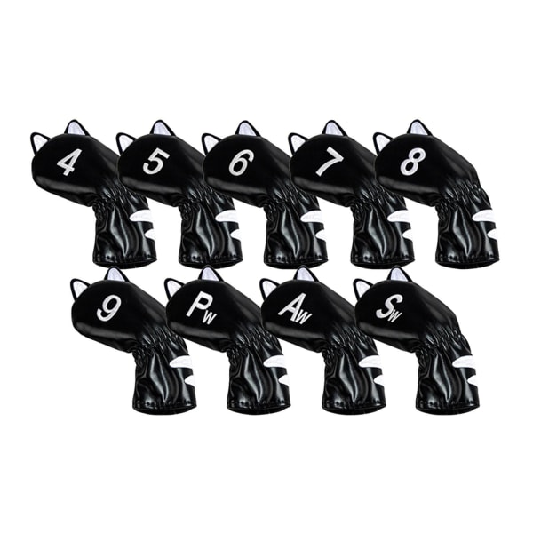 1/2/3/5 För Golf Head Covers Mallet Putter Professionals Black 9 Pcs Iron 1Set