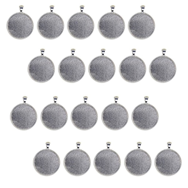 1/2/3/5 20x Runt hängande Blank Cabochon Basinställning DIY Silver 30mm 1Set