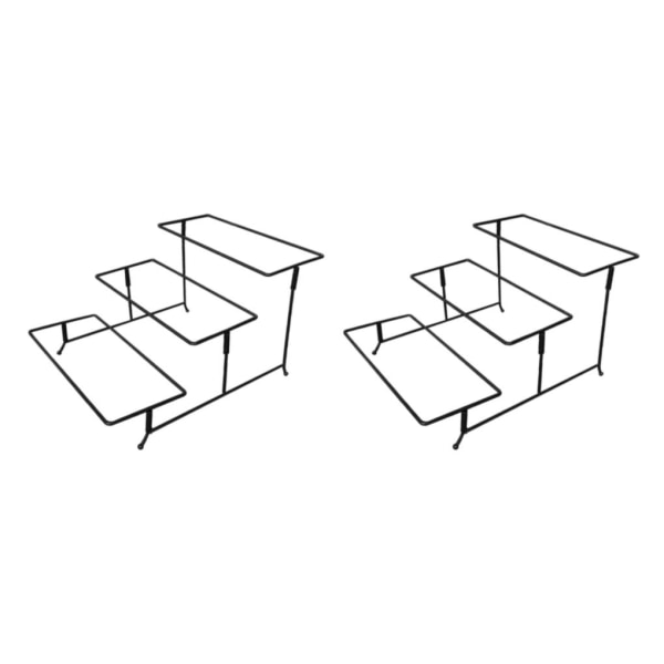 1/2/3 Tallrik Stativ Skål Display Stativ Skålhållare 3 lager för Rectangle 2PCS