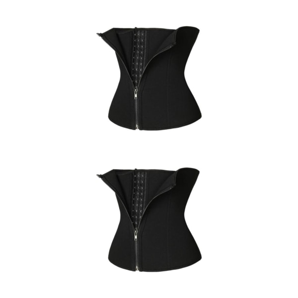 1/2/3 Kvinnor För Dragkedja Waist trainer Push up Väst Mage Black S 2PCS