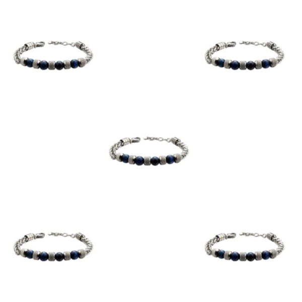 1/2/3/5 mångsidigt beaded kedja armband med fashionabla accenter Deep blue tiger eyes 5Set