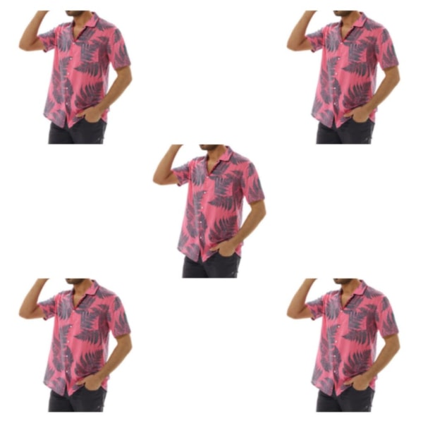 1/2/3/5 Bekväm hawaiiansk skjorta - kortärmad moderiktig pink L 5PCS
