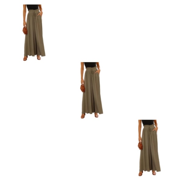 1/2/3/5 Summer Womens High Waist Wide Leg Byxor - Tunn Style För Flax green s,1 3PCS