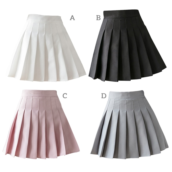 Plisserad kjol Mini hög midja tennistjejkjol med shorts black L ebdf |  black | L | Fyndiq