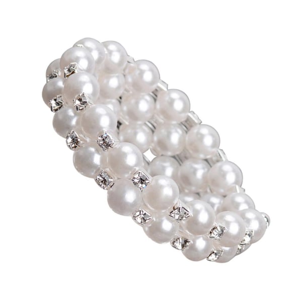 1/2/3/5 Dam Chic Pearl Rhinestone Stretch Armband för brud White 2 Row 1Set