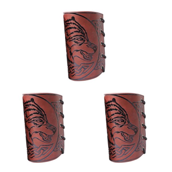 1/2/3/5 För Viking Wolf Armband För Arm För Armor Cuff för Brown 3PCS