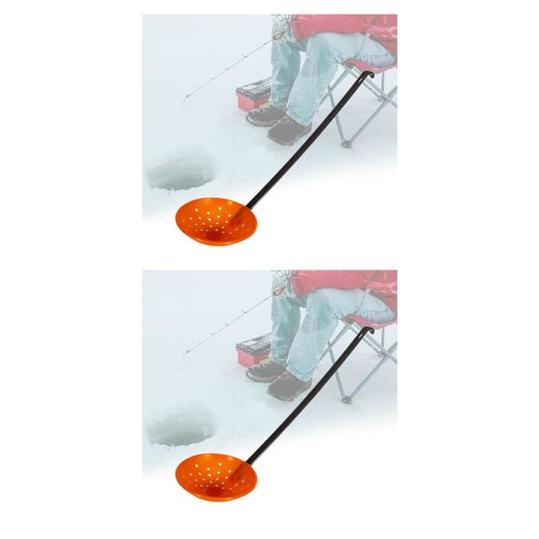 1/2 Vinterfiske Ice Scooper Slush Skimmer Slitstark PP-sked black and orange red 2PCS