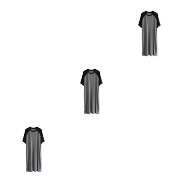 1/2/3/5 Herrrock Bekväma nattkläder för avslappning och Black and dark gray XXL 3PCS